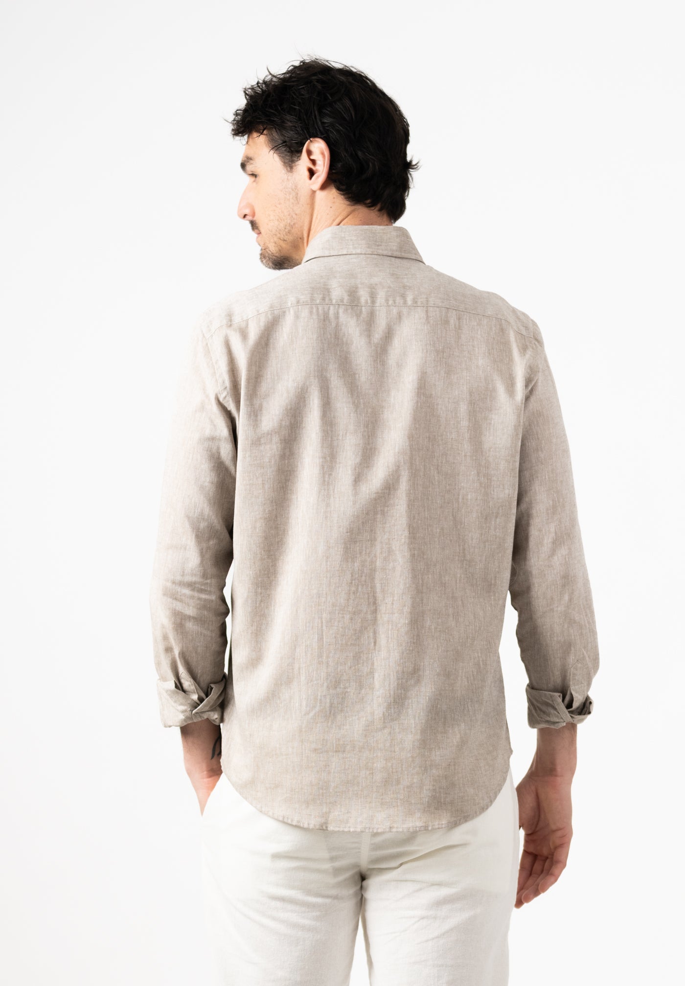 Camel Linen Slim Shirt