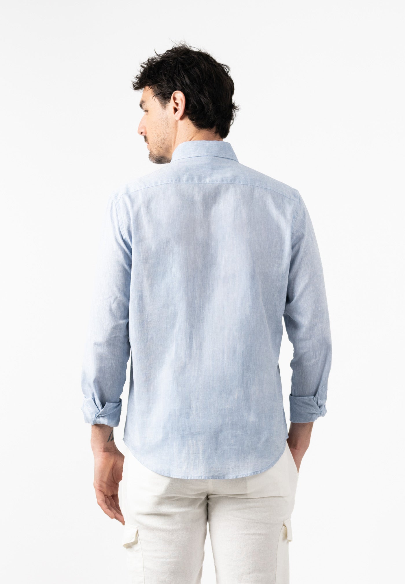 Linen Slim English Blue Shirt