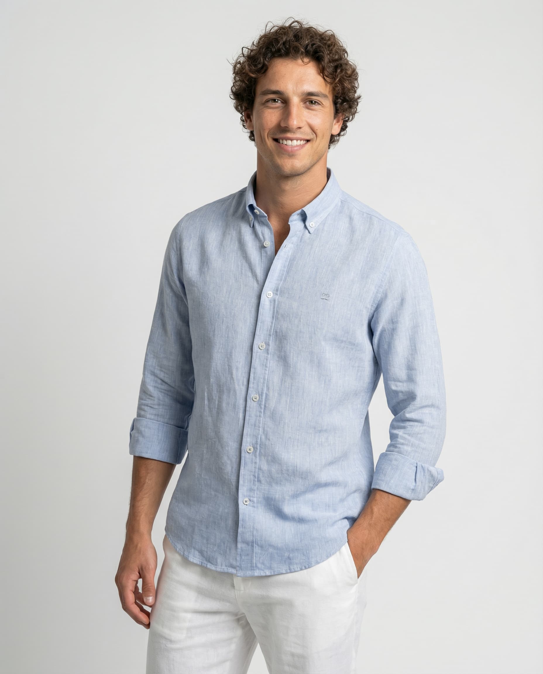 Linen Slim English Blue Shirt