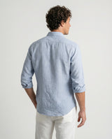 Camisa Lino Slim English Blue