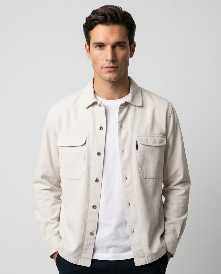 Overshirt Twill Rivets Toasted Beige