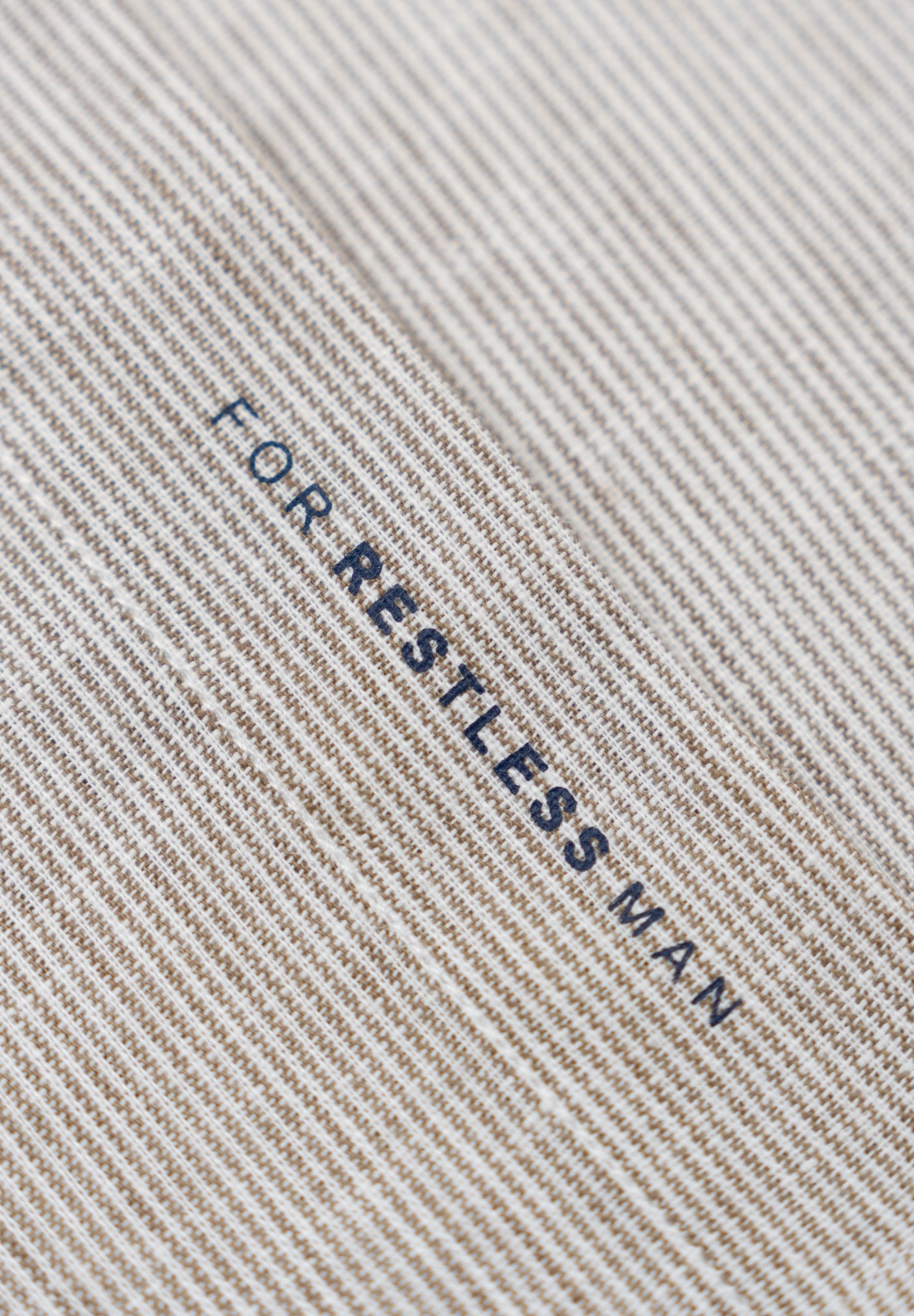 Camel Striped Slim Linen Shirt