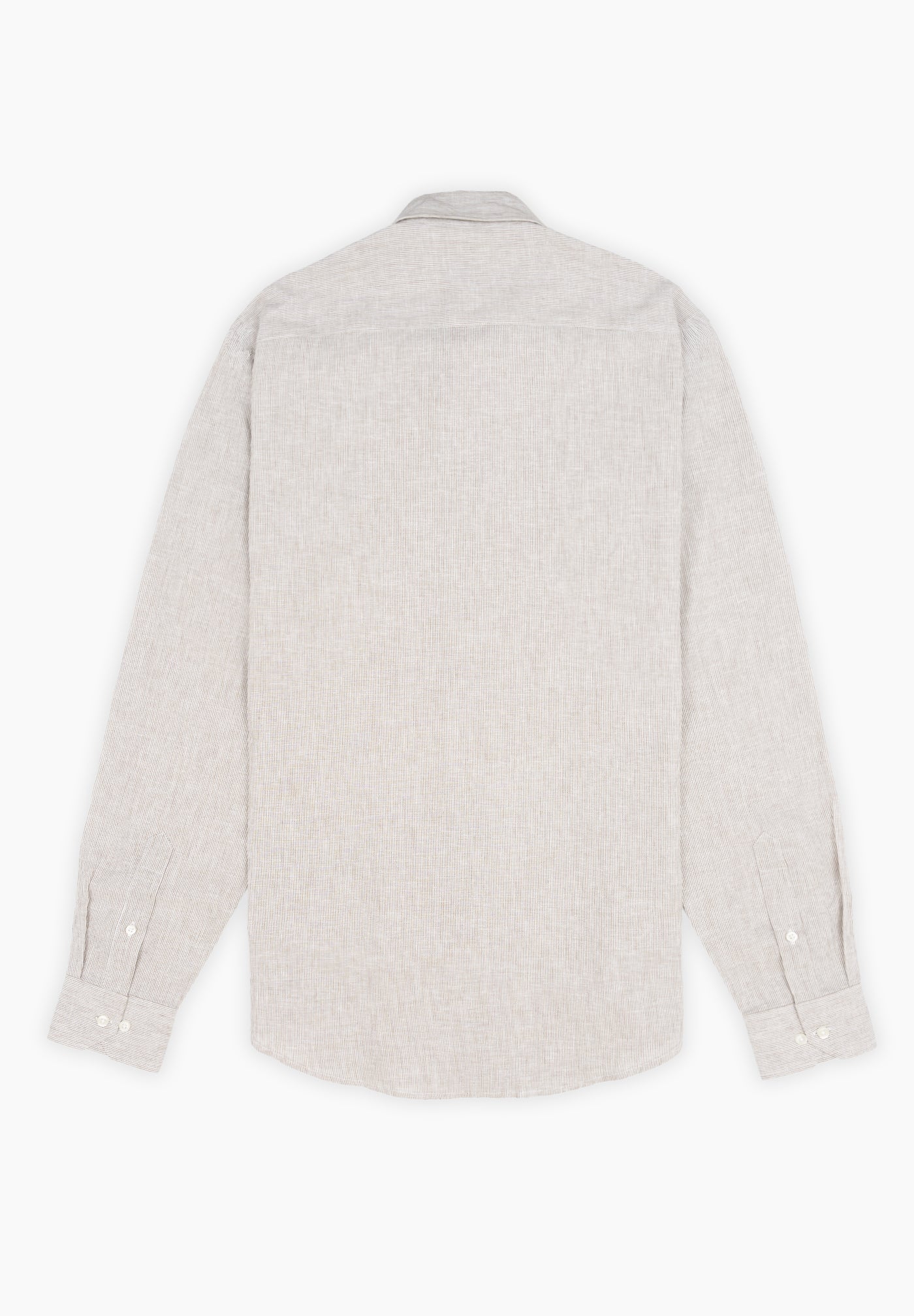 Camel Striped Slim Linen Shirt