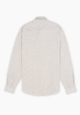 Camel Striped Slim Linen Shirt