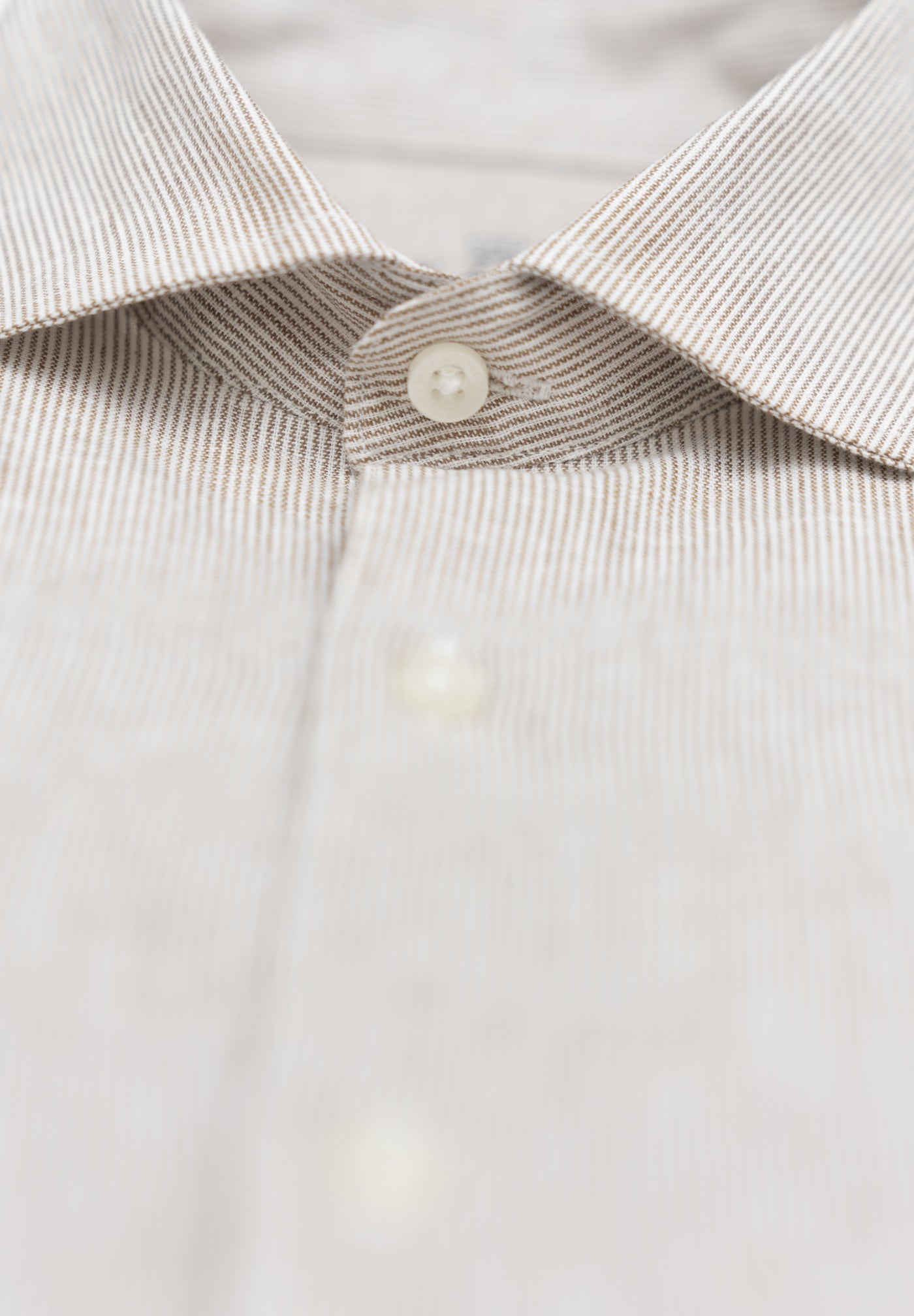 Camel Striped Slim Linen Shirt