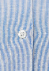Slim Blue English Linen Striped Shirt