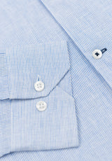 Slim Blue English Linen Striped Shirt