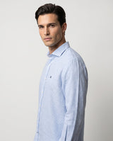 Camisa Lino Slim Rayas English Blue