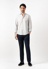 Men's Slim Fit Striped Linen Shirt - Grey