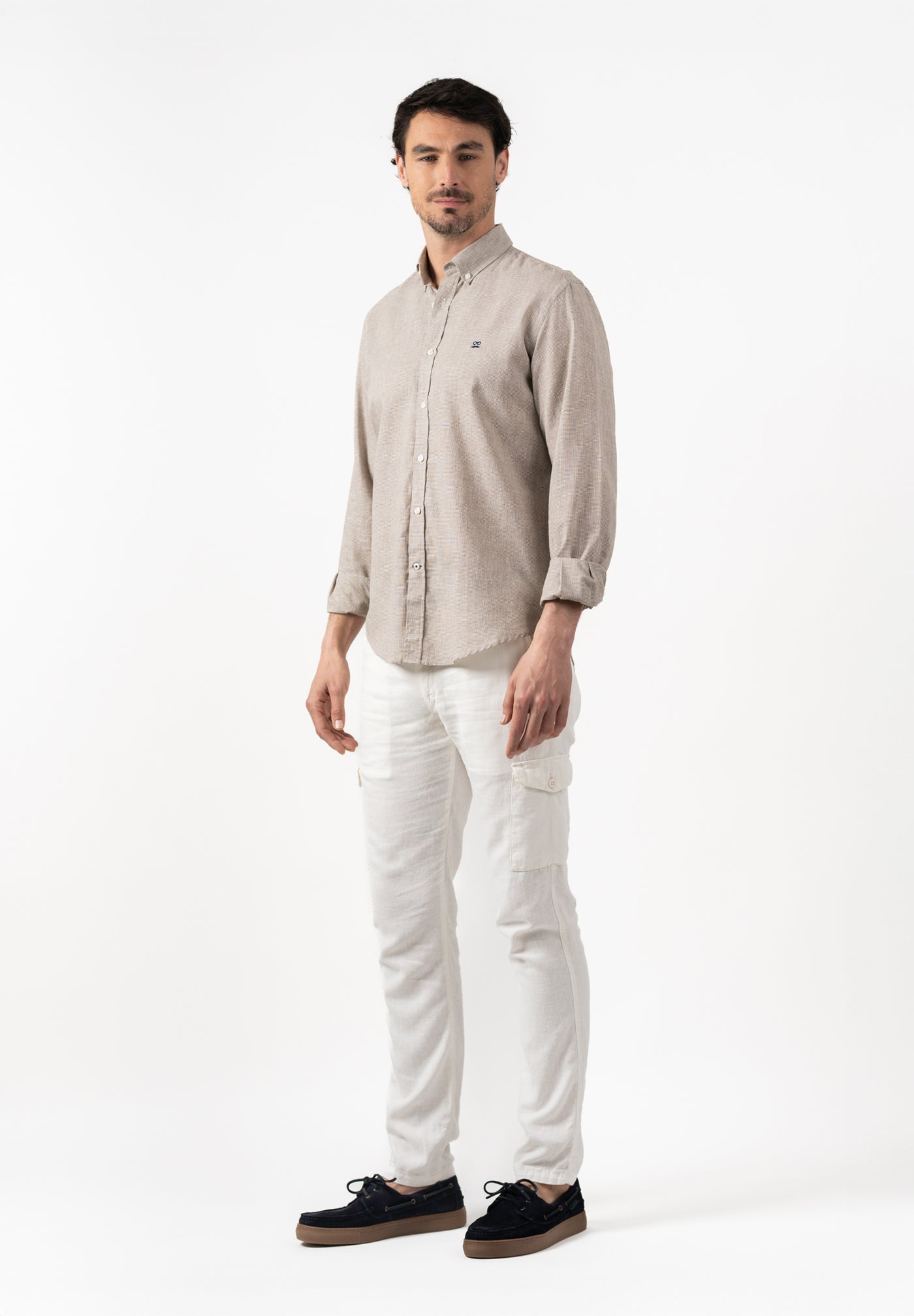 Linen Slim Tweed Camel Shirt