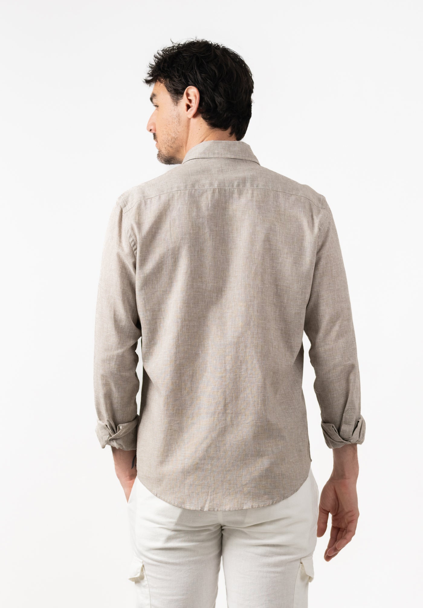 Linen Slim Tweed Camel Shirt