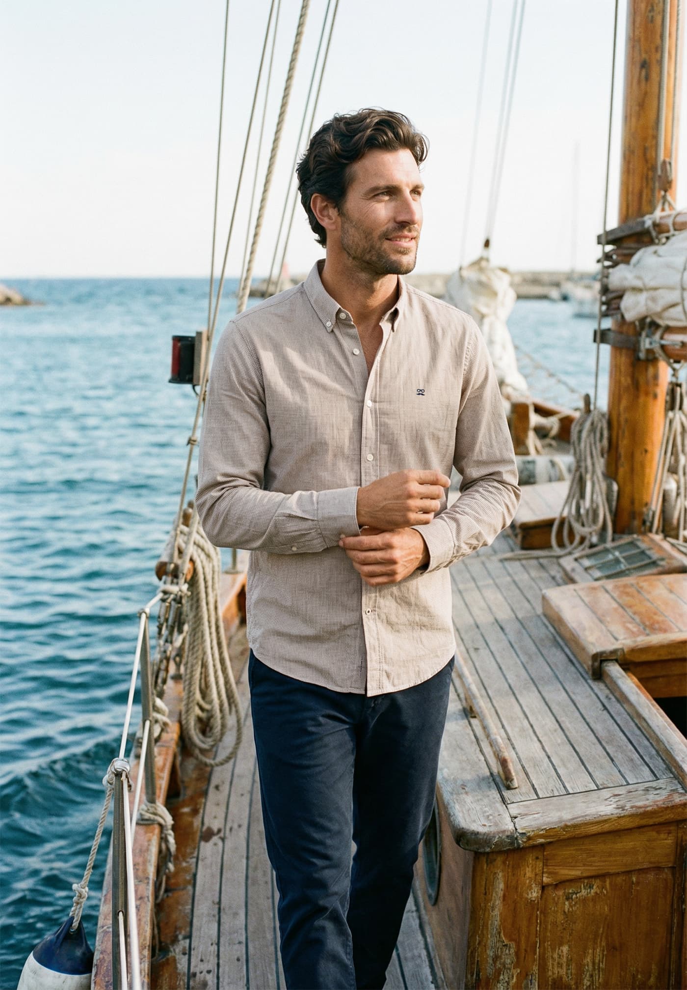 Linen Slim Tweed Camel Shirt