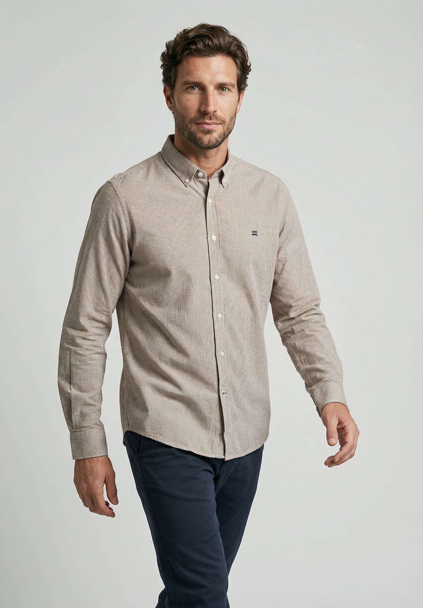 Linen Slim Tweed Camel Shirt