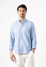 English Blue Tweed Slim Linen Shirt