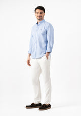 English Blue Tweed Slim Linen Shirt