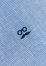 English Blue Tweed Slim Linen Shirt