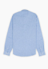 English Blue Tweed Slim Linen Shirt