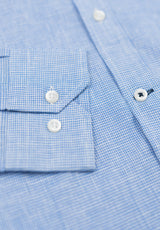 English Blue Tweed Slim Linen Shirt