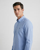 English Blue Tweed Slim Linen Shirt