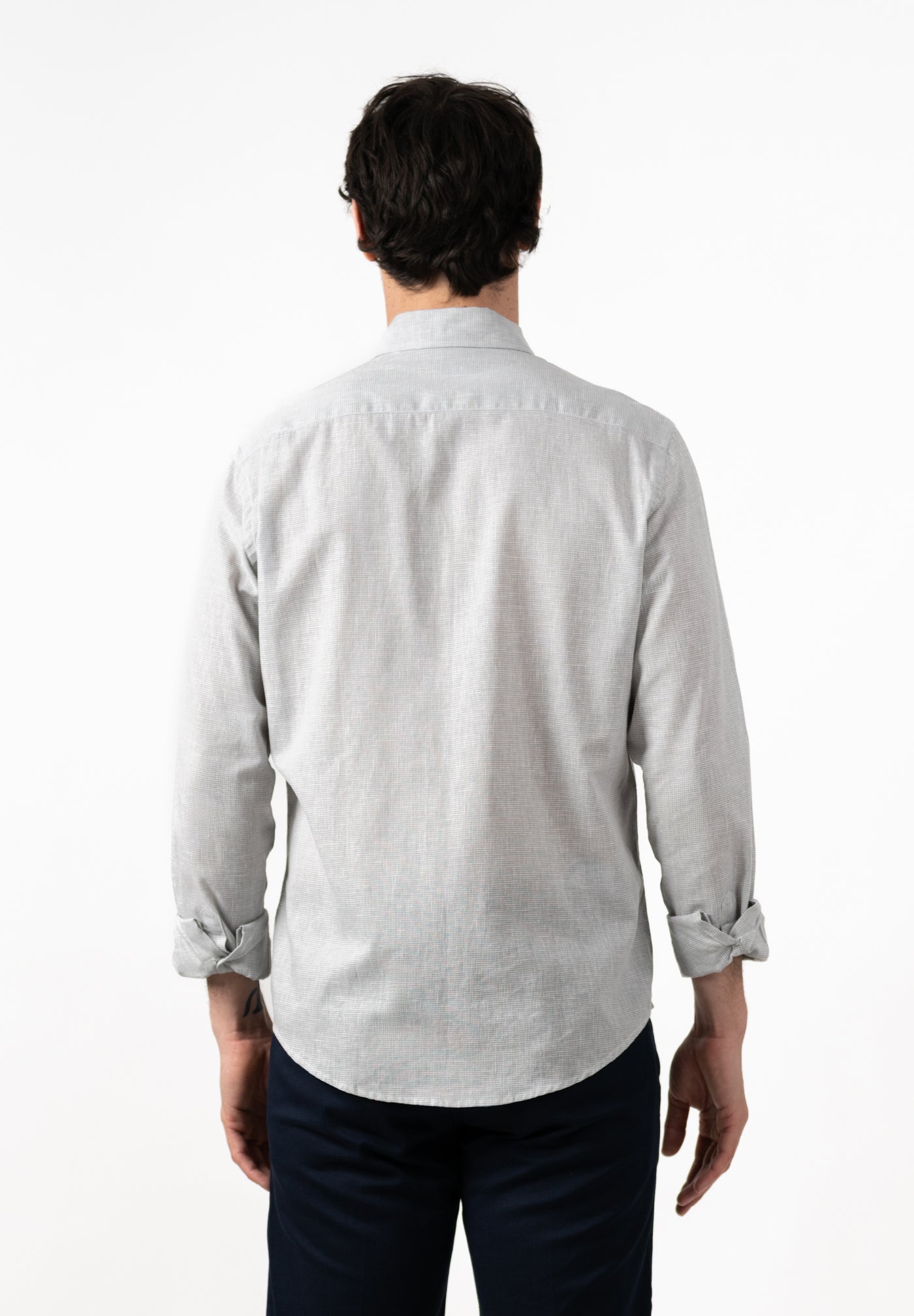 Gray Tweed Slim Linen Shirt