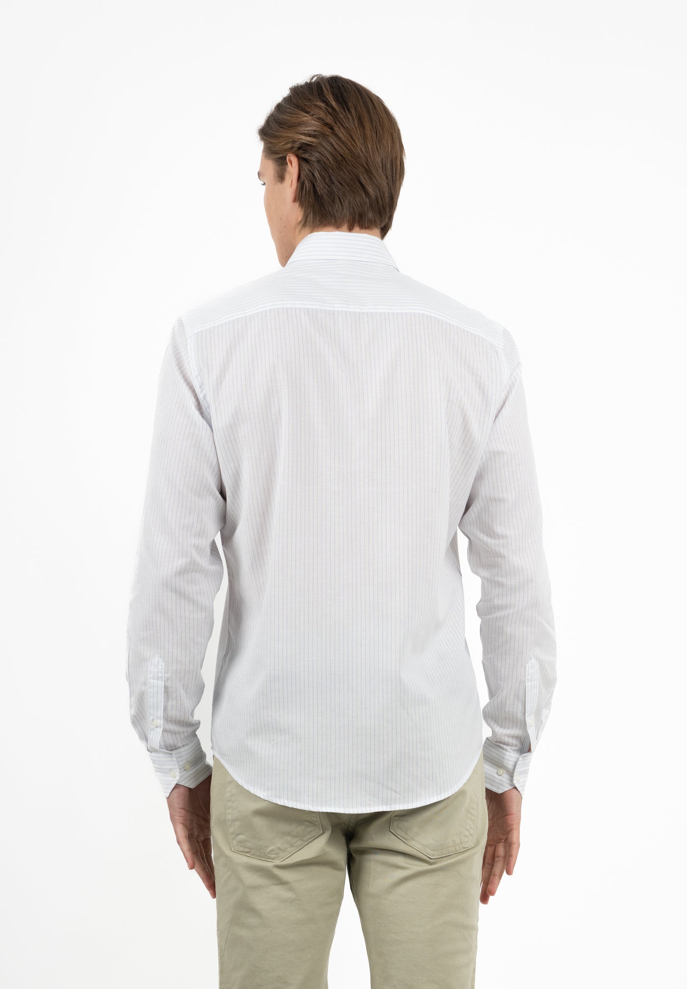Camisa Rayas Minimal Celeste