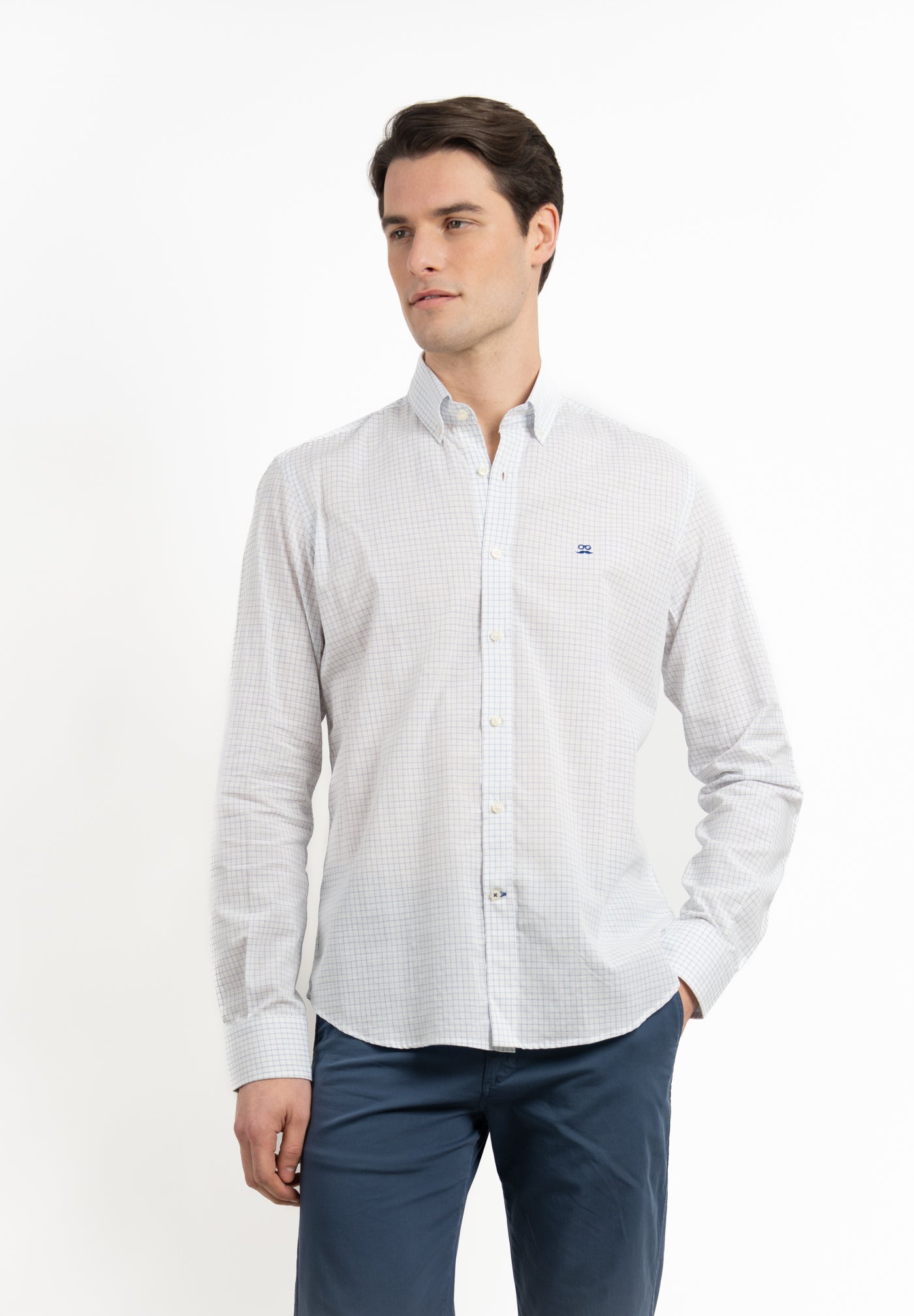 Minimal Plaid Sky Blue Shirt
