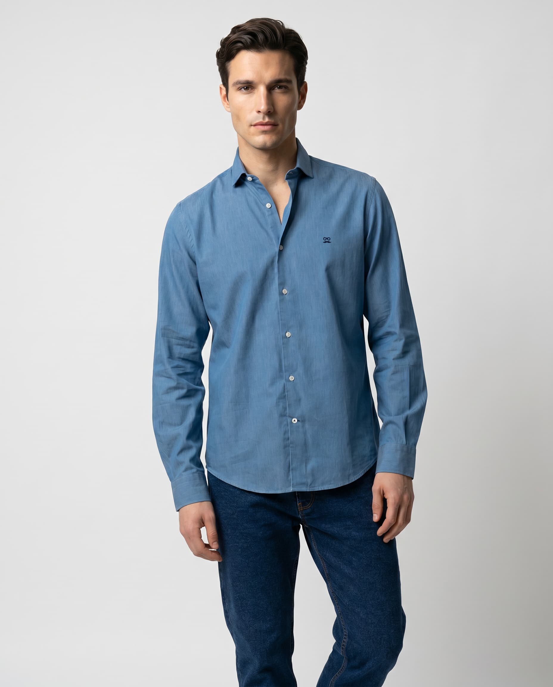 Indigo Light Blue Denim Shirt