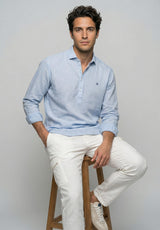 Camisa Lino Polera English Blue