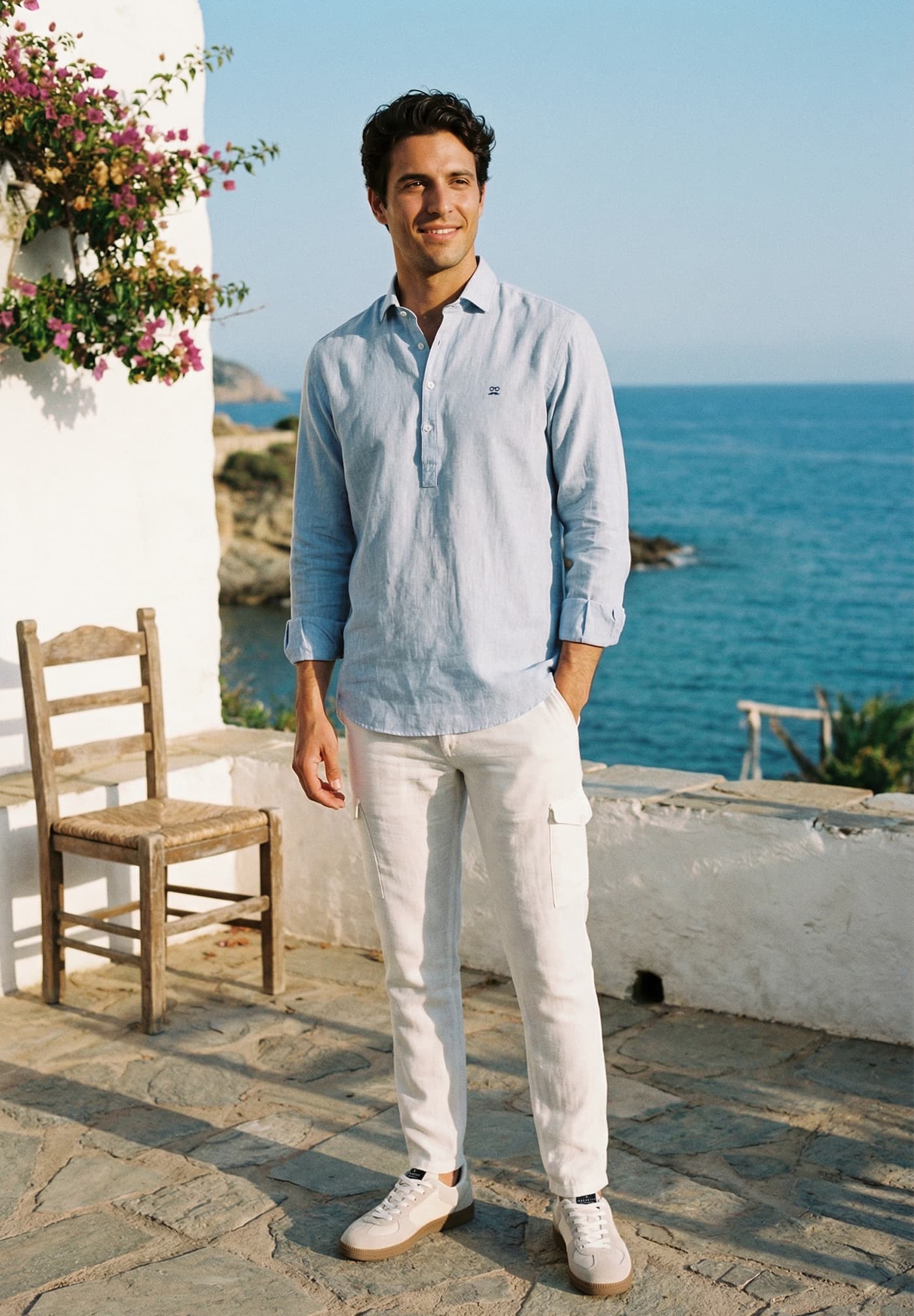 Linen T-Shirt English Blue