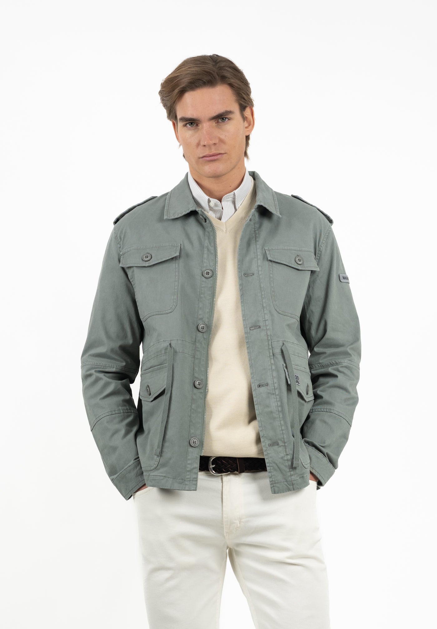 Olive Drawstring Safari Jacket