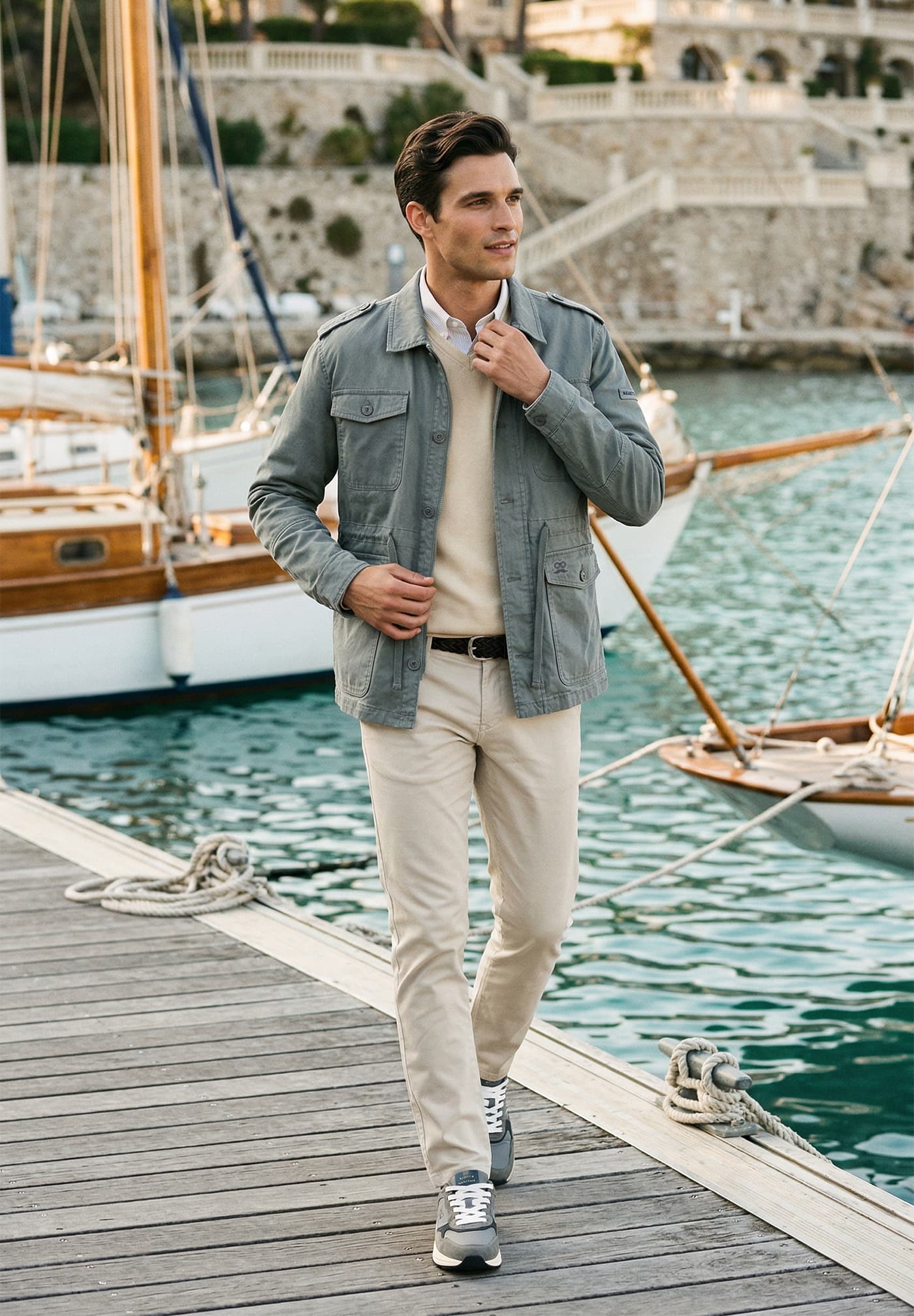 Olive Drawstring Safari Jacket