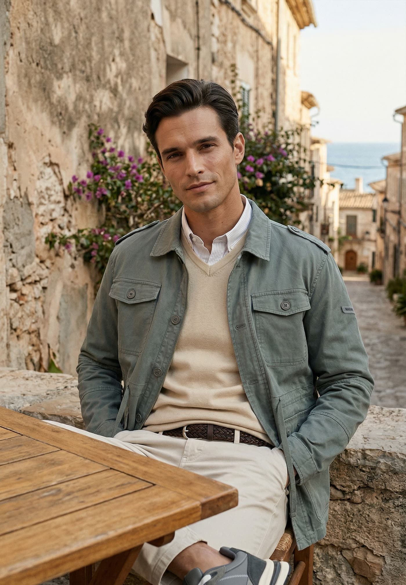 Olive Drawstring Safari Jacket