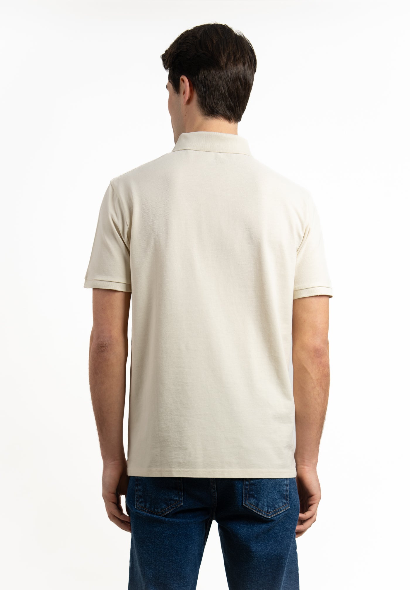 Embossed Logo Polo Shirt Beige