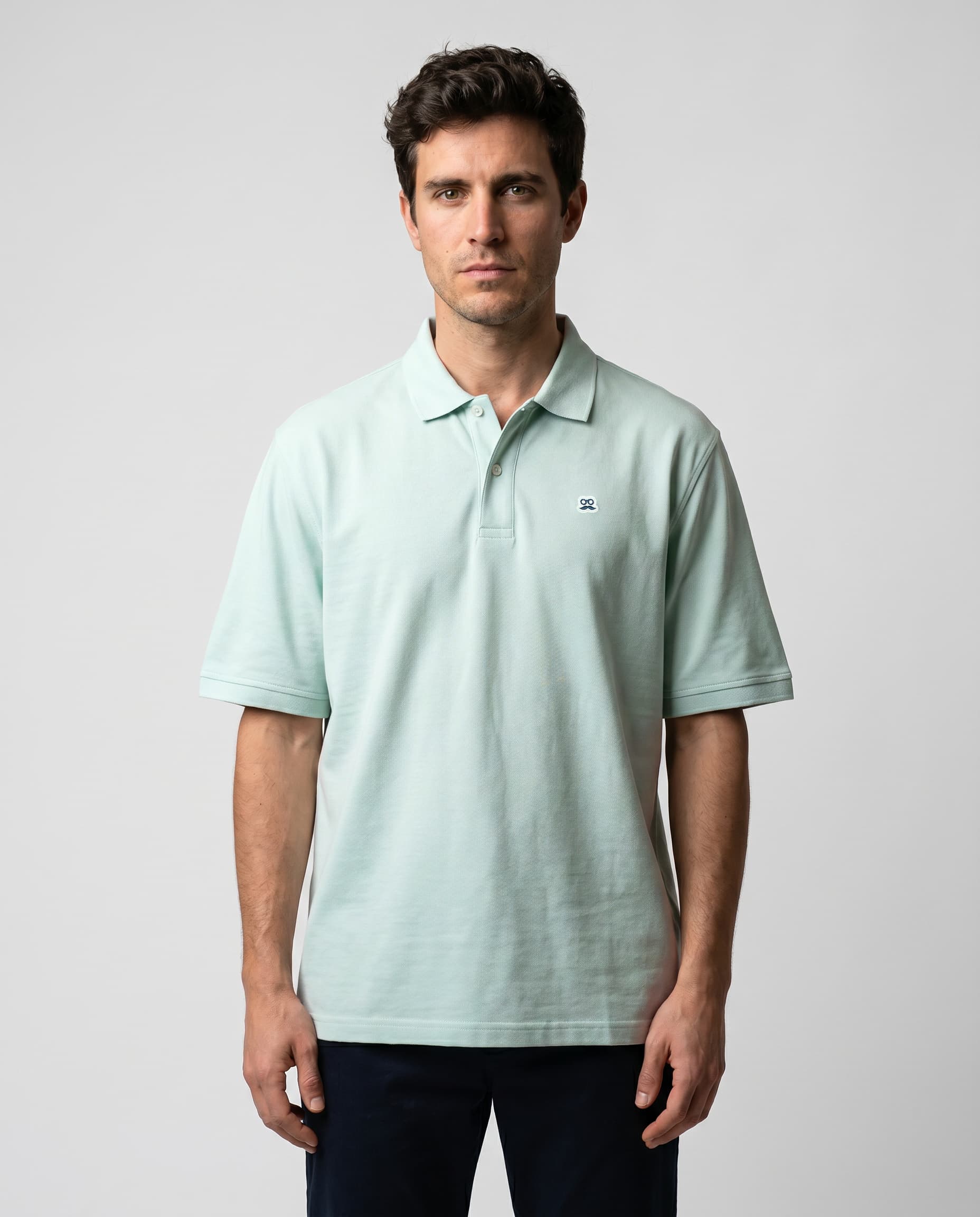 Polo Oversize Parche Azul Pastel