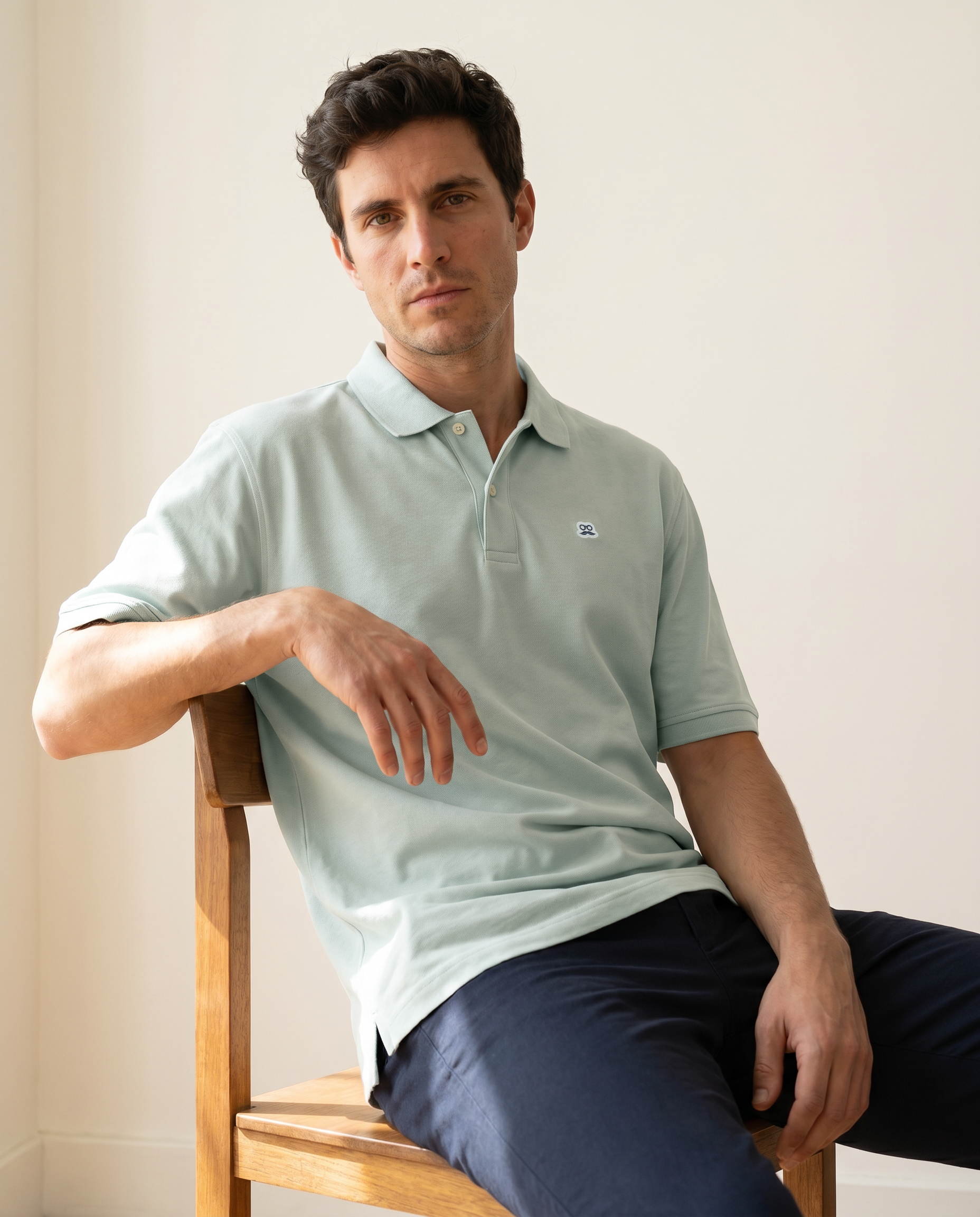Polo Oversize Parche Azul Pastel