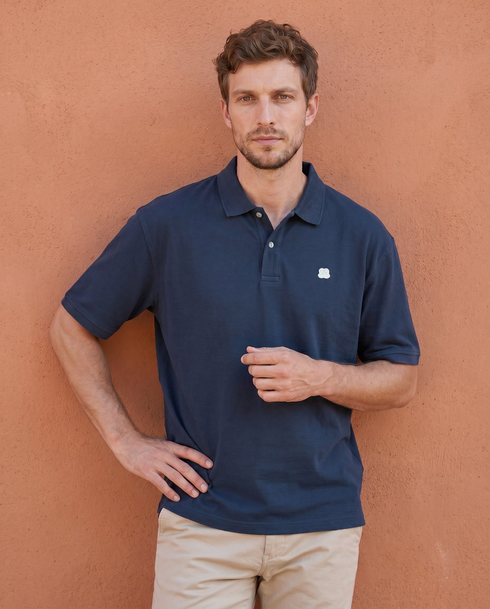 Polo Oversize Parche Azul Medianoche