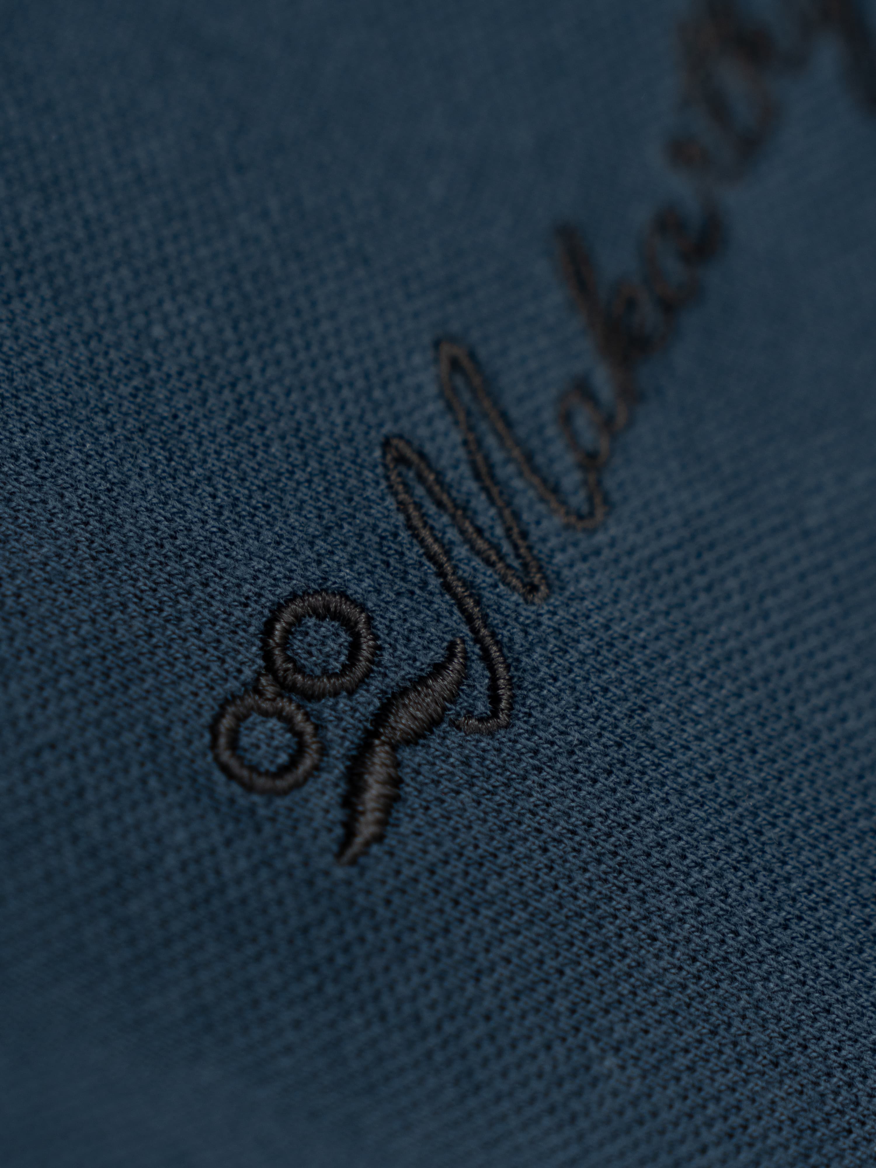 Polo Desgastado Manga Larga Azul Medianoche