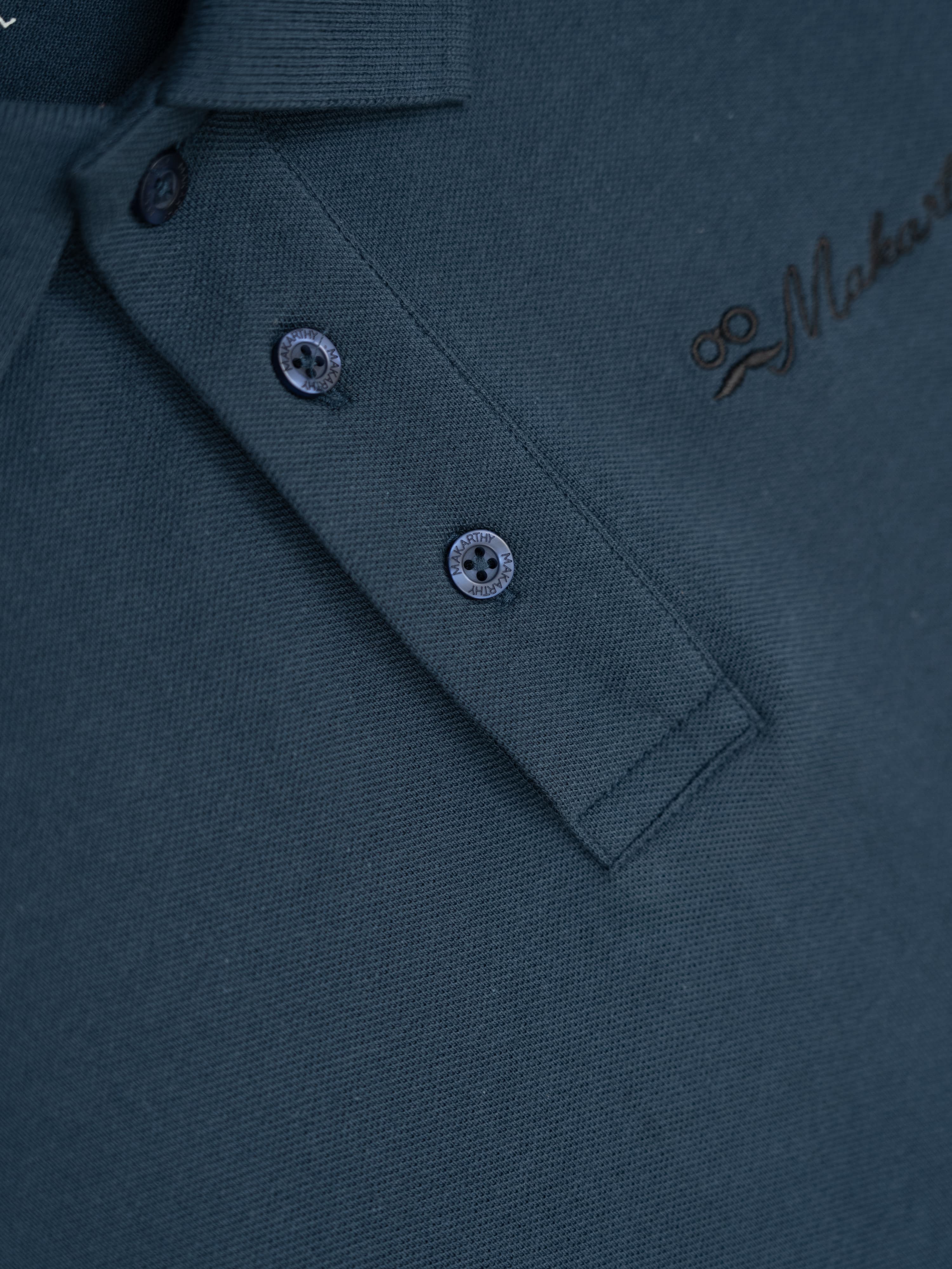 Polo Desgastado Manga Larga Azul Medianoche