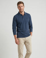Polo Desgastado Manga Larga Azul Medianoche