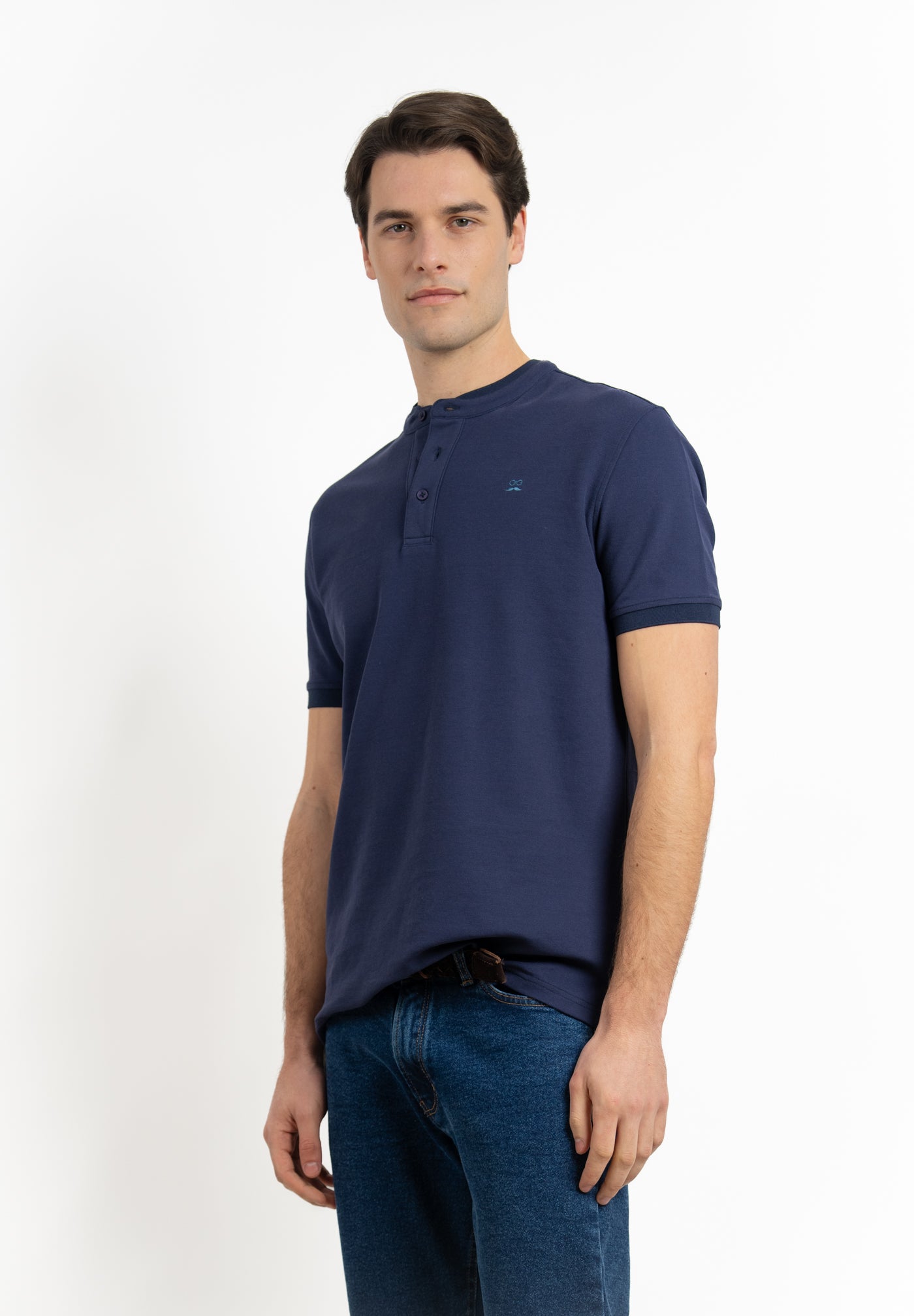 Polo Cuello Mao Marino