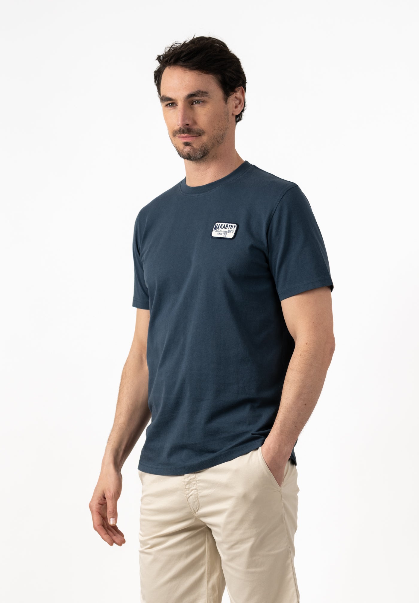 Midnight Blue Embroidered Patch T-Shirt