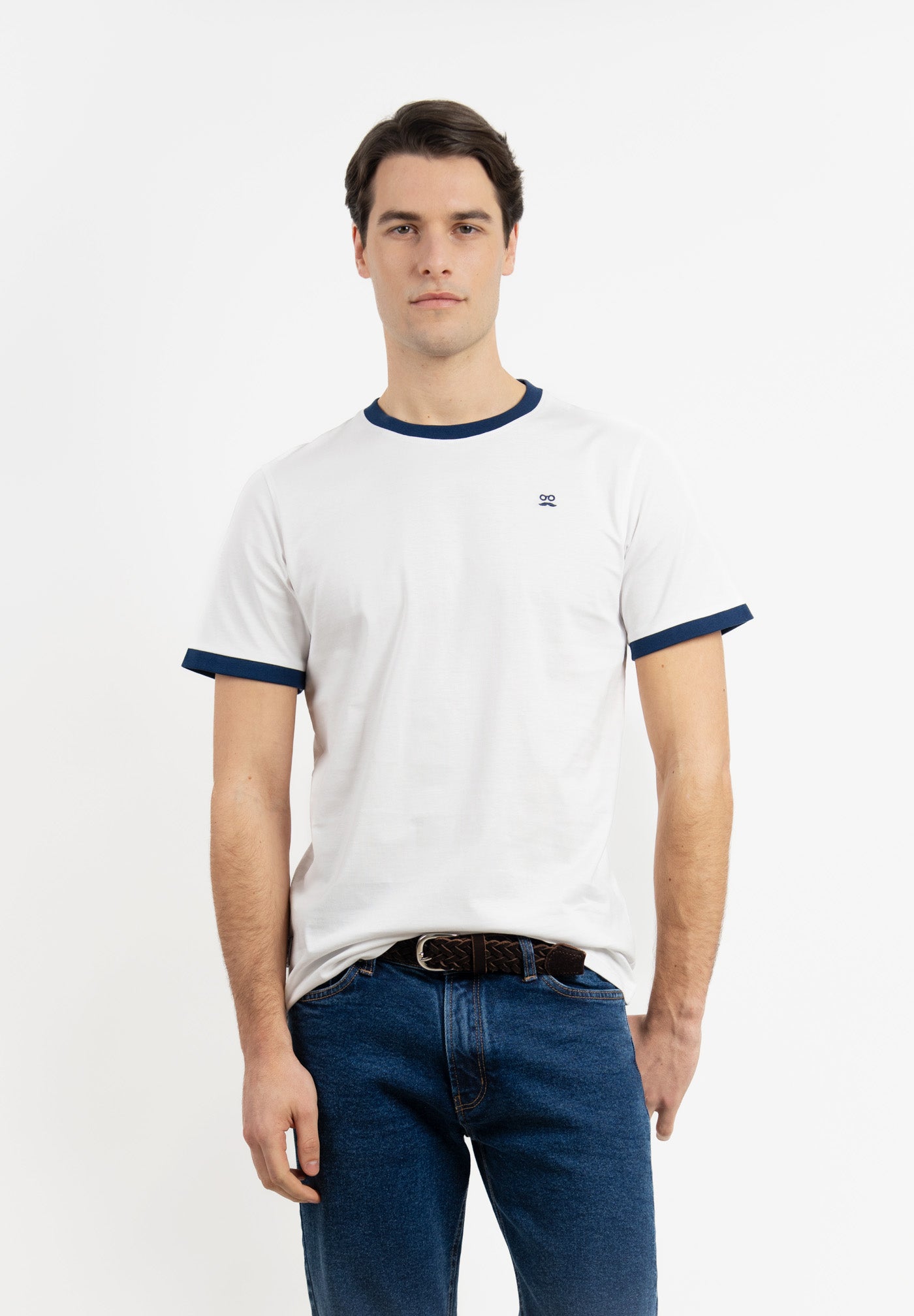 White Contrast Trim T-Shirt
