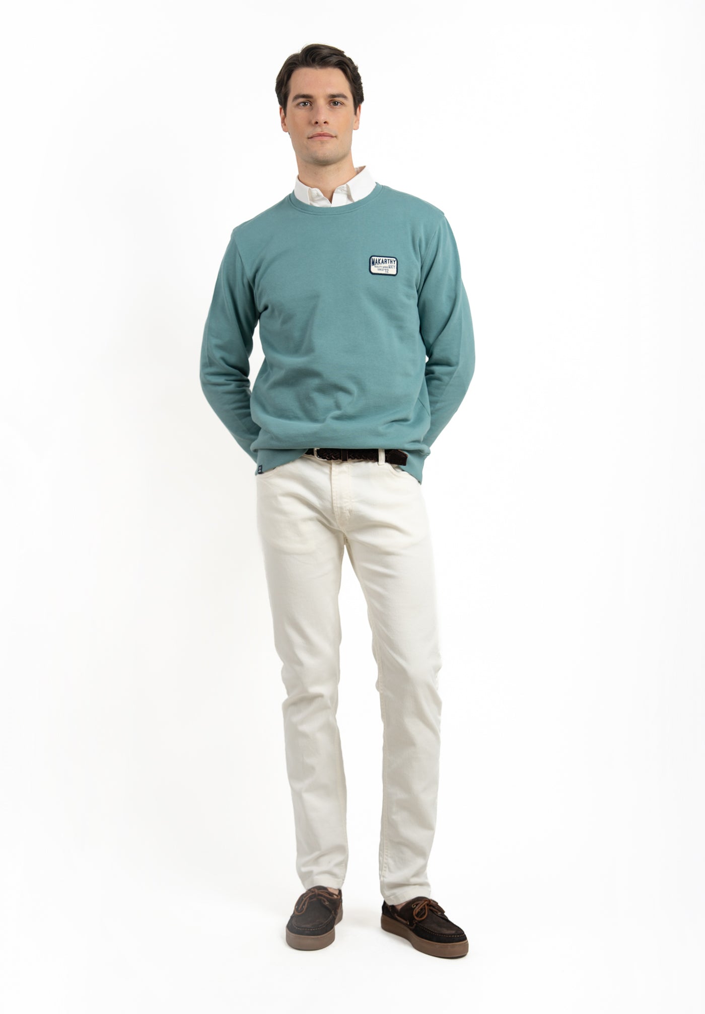 Embroidered Patch Sweatshirt Sea Blue