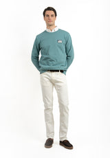 Embroidered Patch Sweatshirt Sea Blue