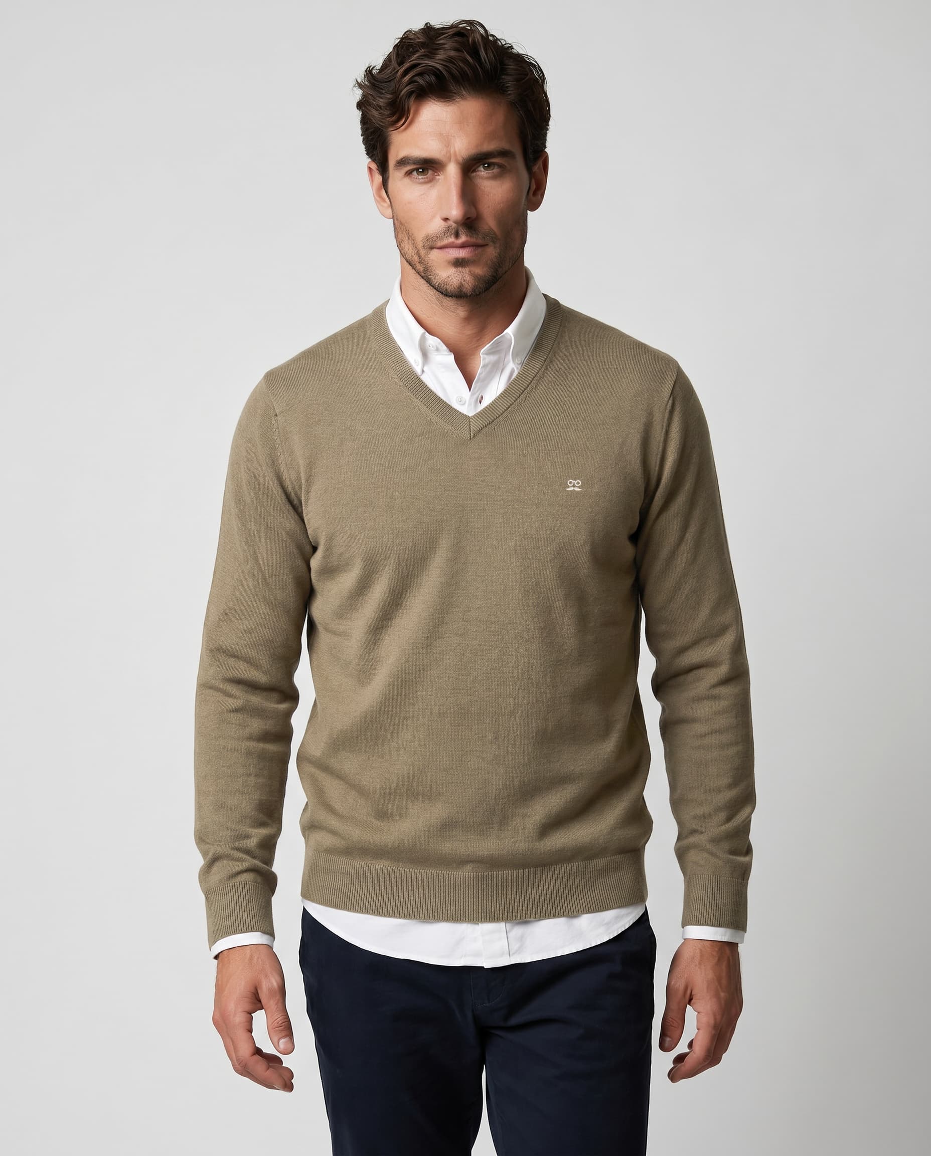 Jersey Cuello Pico Camel