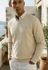Jersey Cuello Pico Soft Blanco Roto