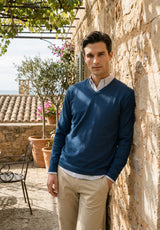 Jersey Cuello Pico Soft Azul Medianoche