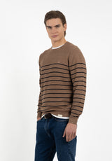 Jersey Cuello Caja Rayas Camel