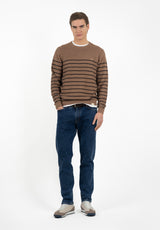 Jersey Cuello Caja Rayas Camel