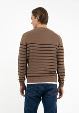 Jersey Cuello Caja Rayas Camel